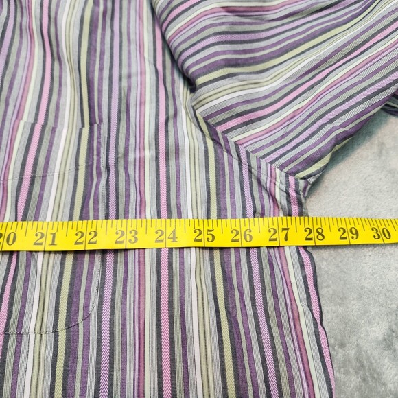 Alan Flusser Men's Dress Shirt Multicolor Striped Long Sleeve Purple Size 2XL - Picture 9 of 12